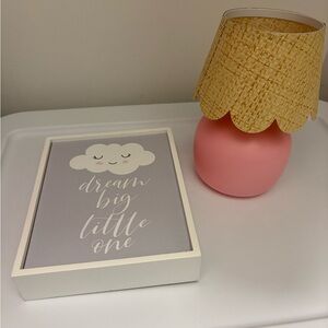 NWOT girls nursery boho decor with lamp and sign